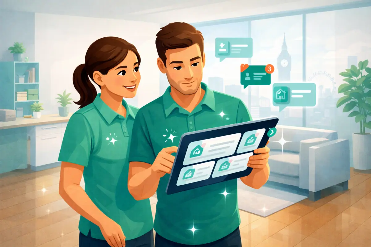 Cleaning provider reviewing quote requests in London